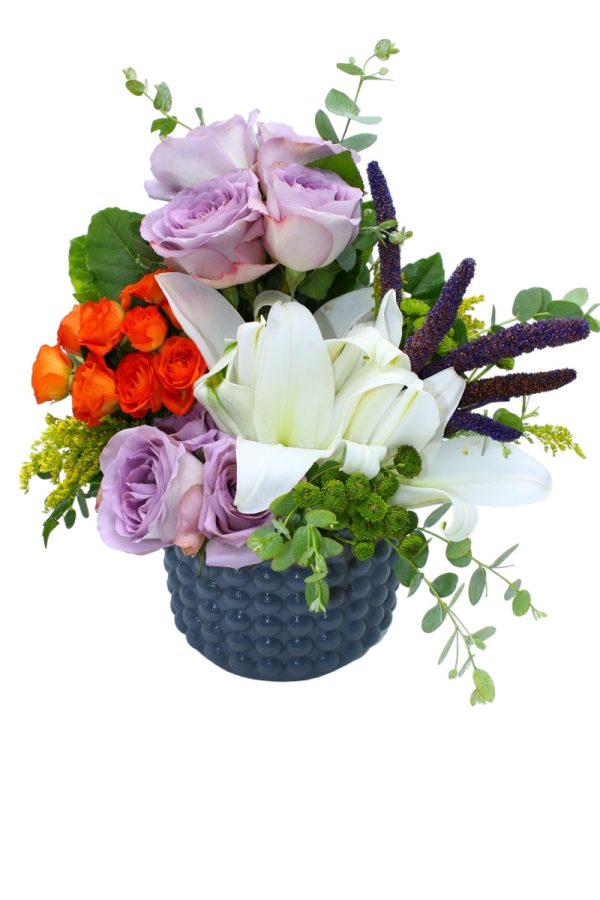 1377=Lilac orange roses and lilies