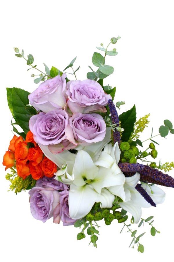 1377=Lilac orange roses and lilies - Image 2